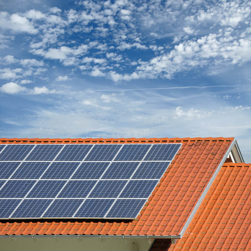 GBEC - Services - Renewable Energy Solutions - Solar PV panels installed on a residential roof